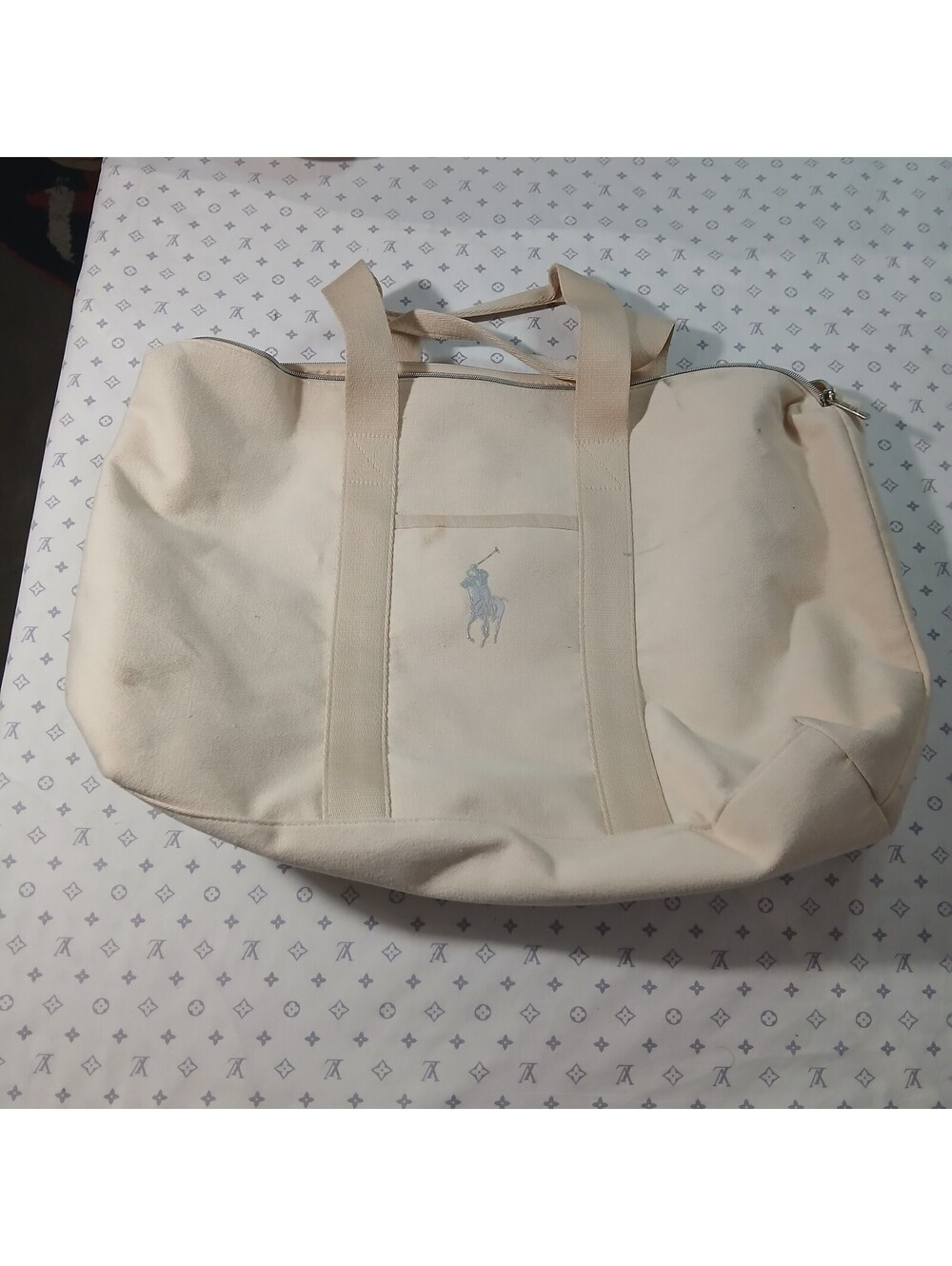 Ralph Lauren Fragrances Cream Canvas Tote Bag Large Travel Minimalist